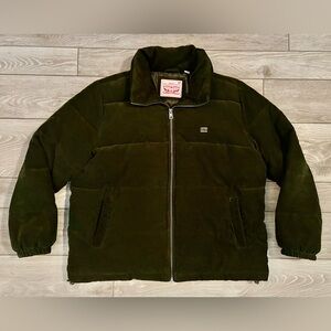 Levi's Women’s Olive Green Corduroy Puffer Quilted Jacket-Insulated -Full Zip-XL